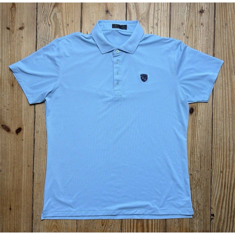 G Fore Polo Shirt Mens Lrg Blue Performance Golf Short Sleeve Rolling Hills CC